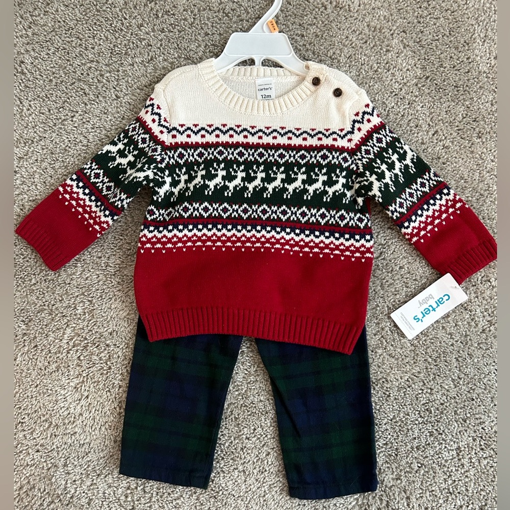 NWT Carters Christmas sweater and pants